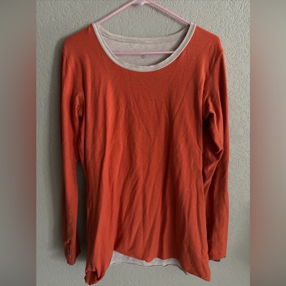 Lululemon Every Yogi Reversible Layering Long Sleeve Top Size M/L Orange gray